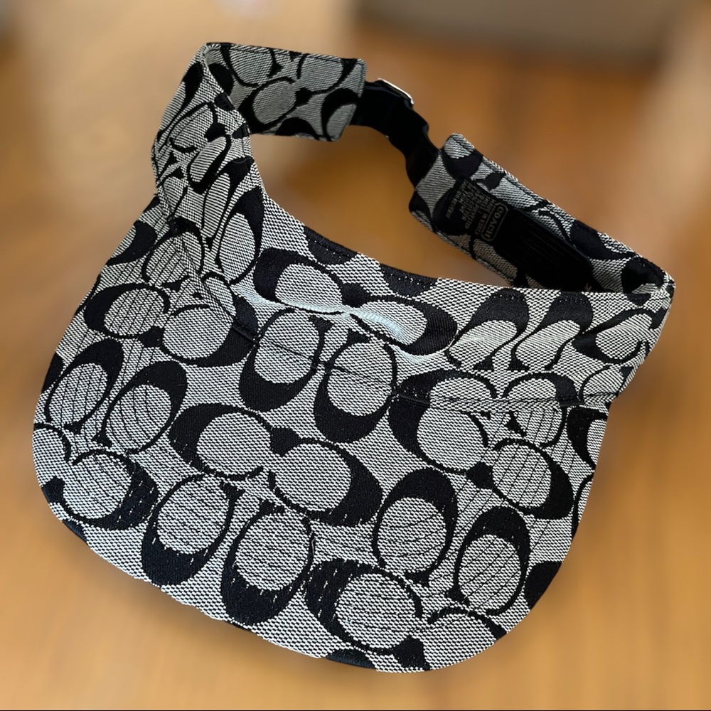 Vintage Black Signature Print Coach Visor M/L